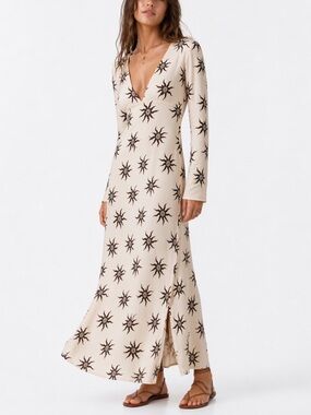 The Wolf Gang Gaia Maxi Dress Women’s Small Nevada Creme Boho Resort Viscose New